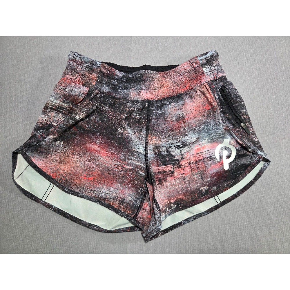 Lululemon Shorts Womens 8 Red Black Splash Tracker V4 Lined Performance Active